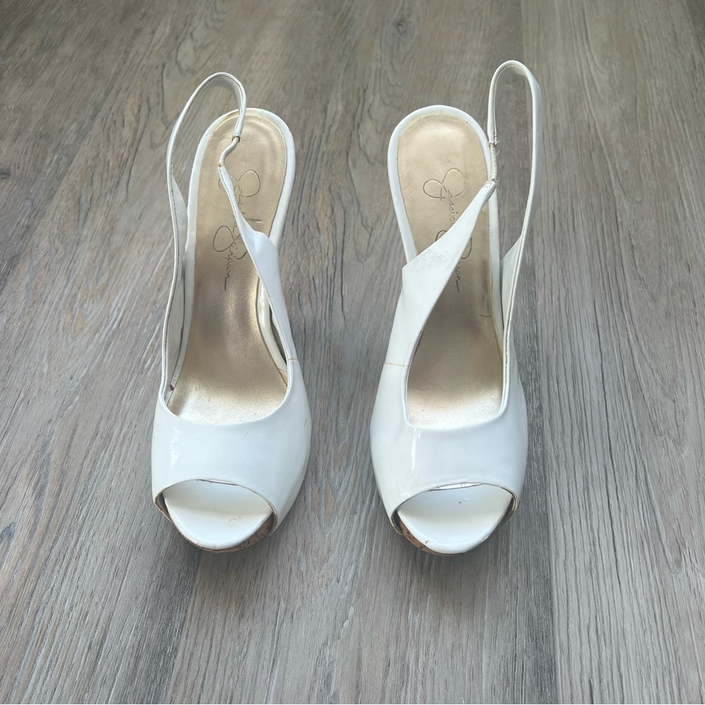 Jessica Simpson Agyness 2 slingback patent peep toe pumps